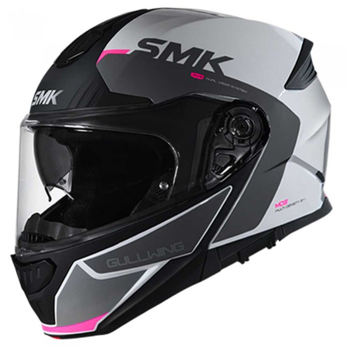 [해외]SMK Gullwing Kresto 모듈형 헬멧 9138113856 Glossy White / Grey / Black / Pink