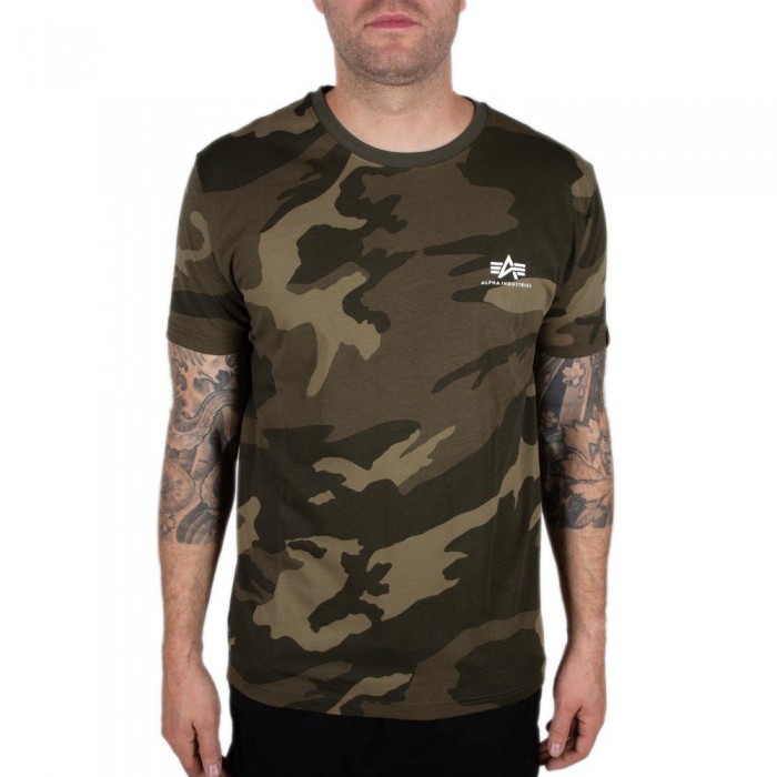 [해외]알파 인더스트리 Basic Small Logo Camo 반팔 티셔츠 138022137 Olive Camo