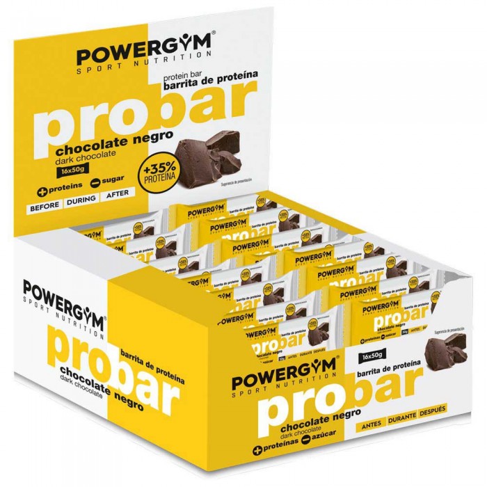 [해외]POWERGYM Probar 50g 다크 초콜릿 단백질 바 상자 16 단위 4138050062 Yellow