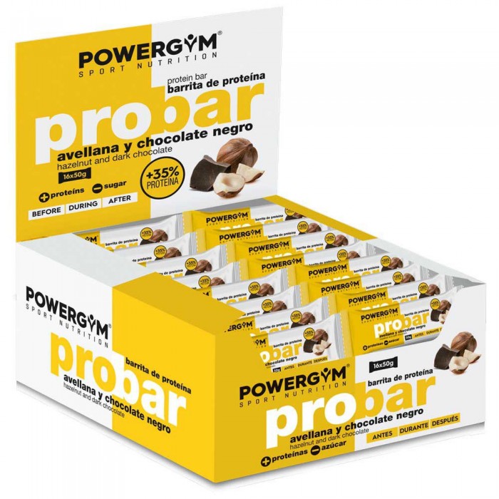 [해외]POWERGYM 프로bar 50g 16 단위 어두운 초콜릿 그리고 개암 에너지 바 상자 4138050063 Yellow