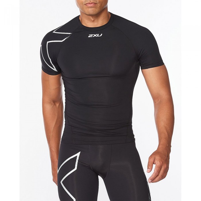 [해외]2XU Core Compression 반팔 티셔츠 6138230871 Black / Silver