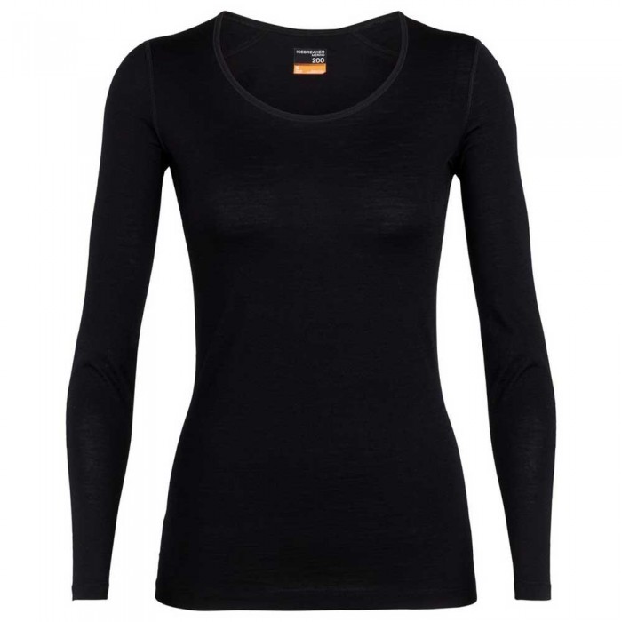 [해외]아이스브레이커 200 Oasis Scoop Merino 긴팔 베이스 레이어 3136879939 Black