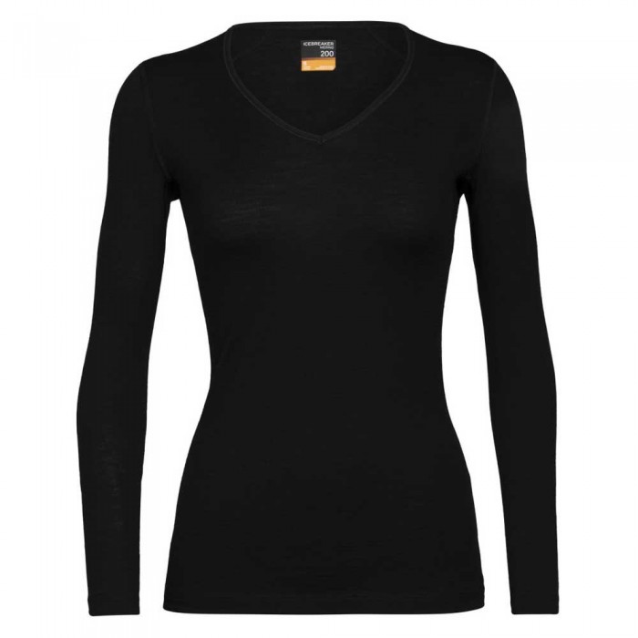 [해외]아이스브레이커 200 Oasis V Neck Merino 긴팔 베이스 레이어 12137679786 Black