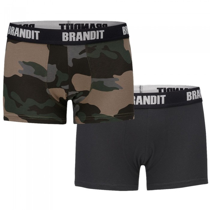 [해외]BRANDIT Logo 복서 브리프 2 단위 12138023331 Dark Camo / Black