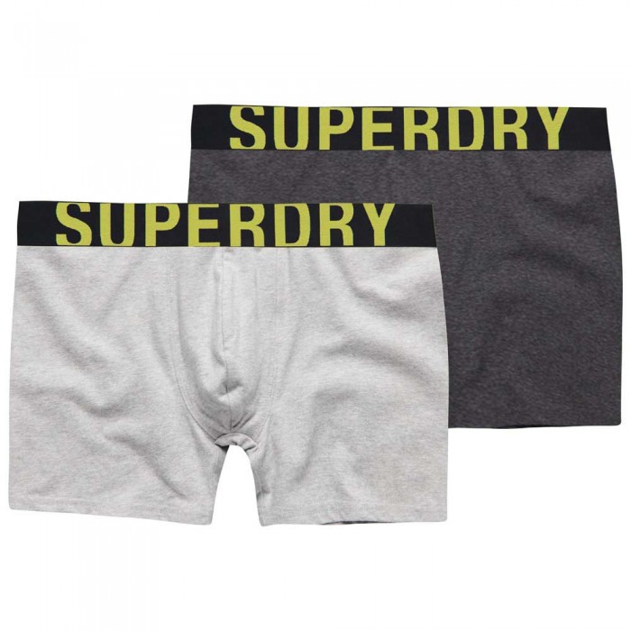 [해외]슈퍼드라이 Dual Logo 복서 브리프 2 단위 138155812 Charcoal / Grey Fluro