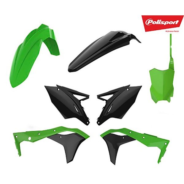 [해외]POLISPORT MX Kawasaki KX250F 17-20 90836 오토바이 플라스틱 키트 9137611798 Green KX 05 / Black