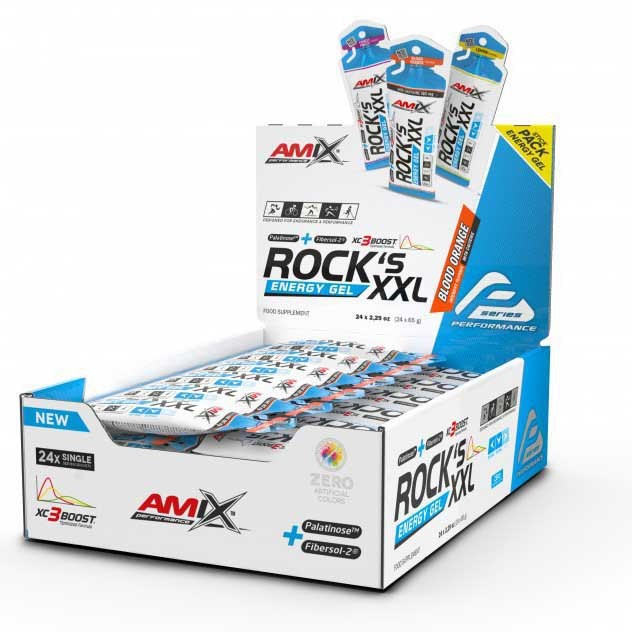 [해외]AMIX Rock´s XXL 65g 에너지 젤 상자 레몬 24 단위 1137598999 Multicolor