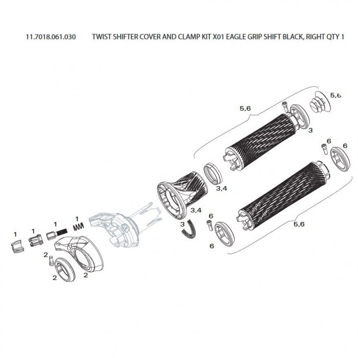 [해외]스램 지렛대 X01 Eagle Grip Twist Shifter Cover/Clamp Right 1137670635 Black