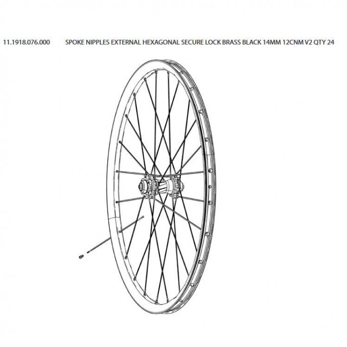 [해외]스램 Spoke Nipples External Hexagonal Secure Lock Brass 12CNM V2 24 단위 세탁기 1137670594 Black
