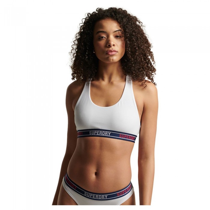 [해외]슈퍼드라이 Multi Logo Crop lette 브라 138566194 White / Tricolore