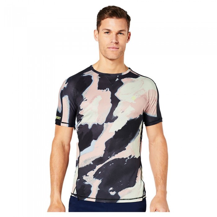 [해외]슈퍼드라이 Run 반팔 티셔츠 138566231 Abstract Camo Large