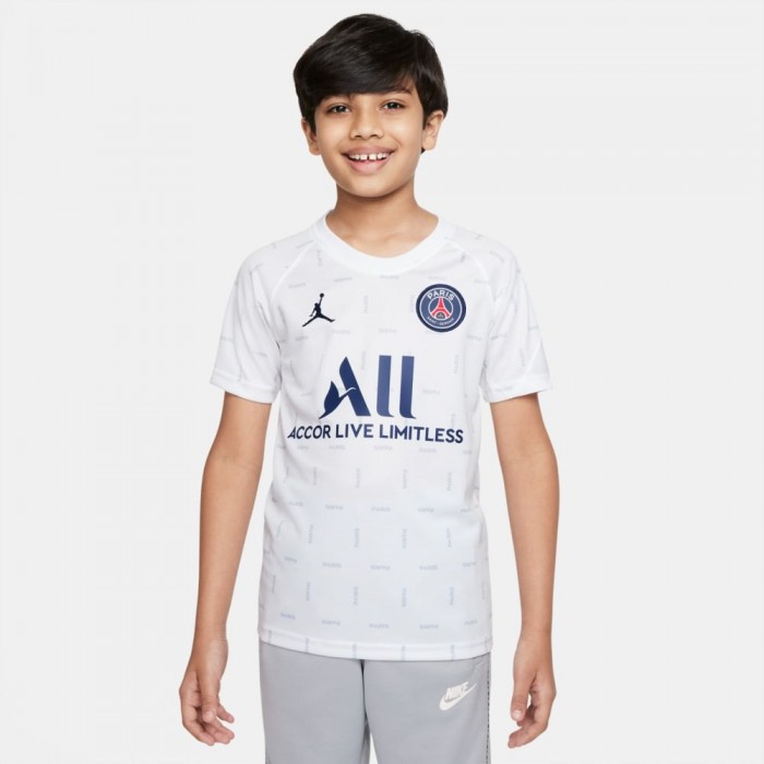 [해외]나이키 PSG 22/23 Dri Fit 주니어 프리매치 반팔 티셔츠 3138569479 White / Wolf Grey / White / Midnight Navy