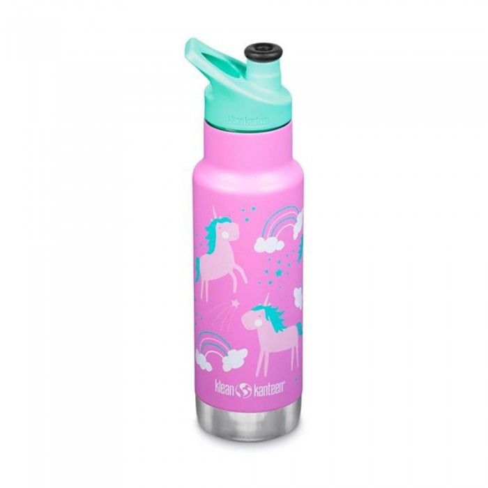 [해외]KLEAN KANTEEN Insulated Kid Classic 스테인리스 스틸 스포츠 모자 어린이용 물병 355ml 7138634337 Unicorns