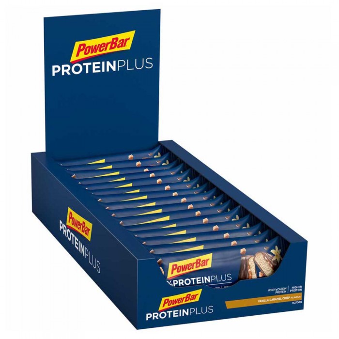 [해외]파워바 바닐라 카라멜 크리스프 프로teinPlus 30% 55g 단백질 바 상자 15 단위 14138477014 Blue