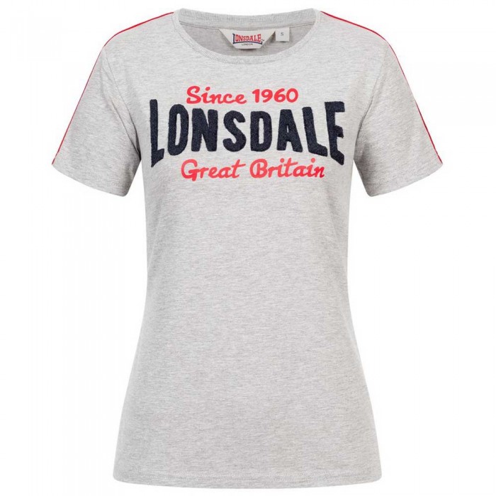 [해외]LONSDALE Creggan 반팔 티셔츠 138795041 Marl Grey / Navy / Red