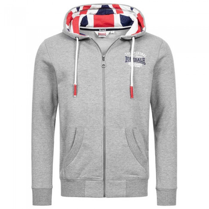 [해외]LONSDALE Dittisham 풀지퍼 스웨트셔츠 138795056 Marl Grey / Navy / Red