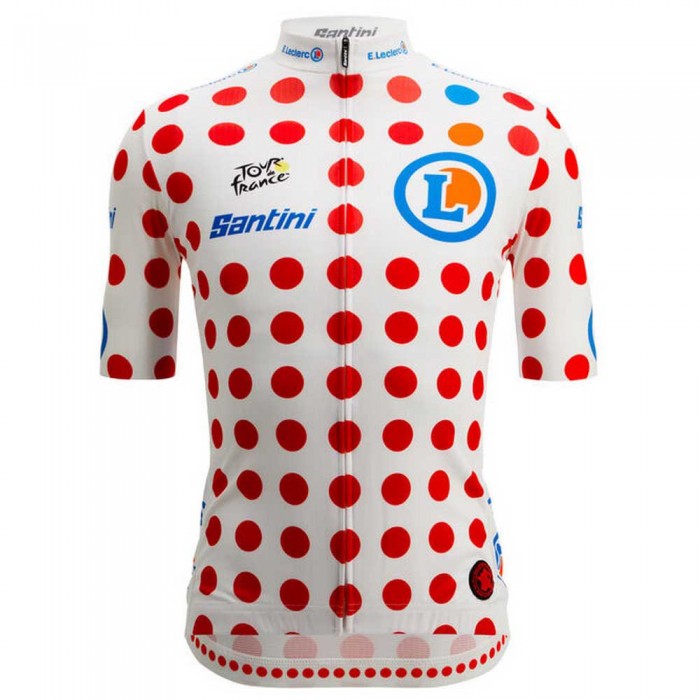 [해외]산티니 Replica Tour De France GPM Leader 반팔 저지 1138777714 White / Red Dots