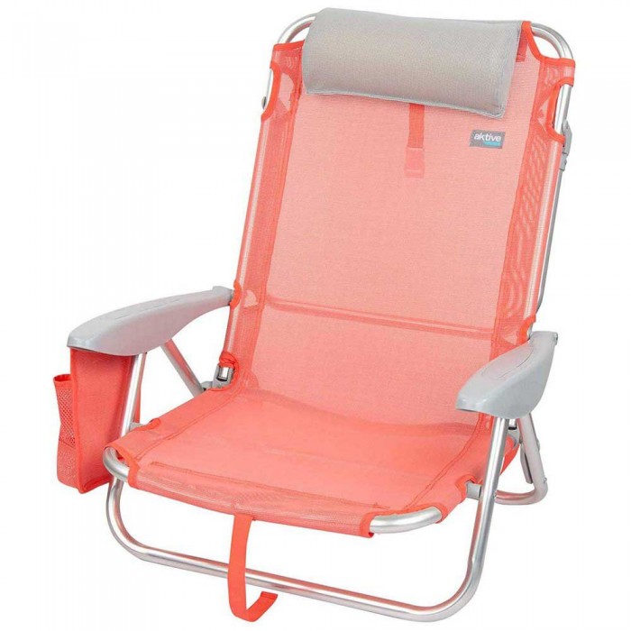[해외]AKTIVE 다중 위치 접기 Beach Beach 방석이 있는 의자 6138510248 Coral