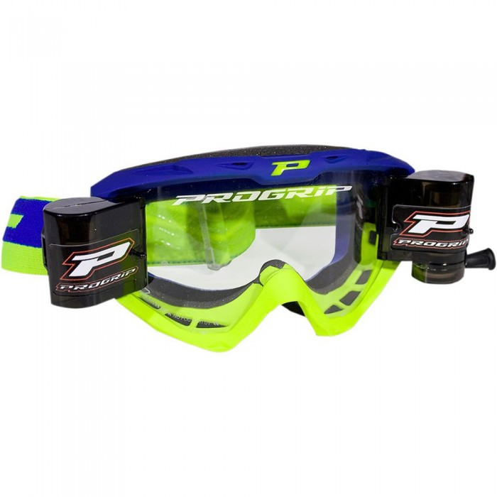 [해외]PROGRIP 3450 Riot MX 롤오프 시스템이 있는 오프로드 고글 9138829215 Blue / Fluo Yellow