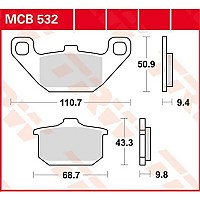 [해외]TRW Allround Organic Standard Kawasaki El 250 Eliminator 88 프론트 브레이크 패드 9138857501 Black