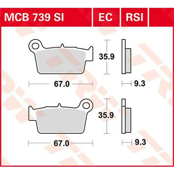 [해외]TRW Offroad Aprilia MXV 450 4.5 10 소결 후방 브레이크 패드 9138857657 Black