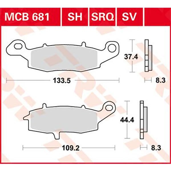 [해외]TRW 퍼포먼스 Street & Road Tracks Kawasaki VN 1500 Vulcan Drifter 03 소결 후방 브레이크 패드 9138857773 Black