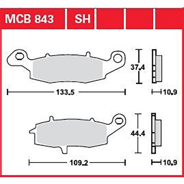 [해외]TRW 퍼포먼스 Street & Road Tracks Kawasaki Vn 1500 Vulcan Mean Streak 03 소결 후방 브레이크 패드 9138857774 Black