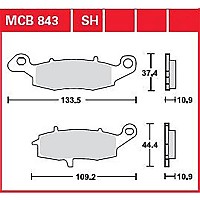 [해외]TRW 퍼포먼스 Street & Road Tracks Kawasaki Vn 1500 Vulcan Mean Streak 03 소결 후방 브레이크 패드 9138857774 Black