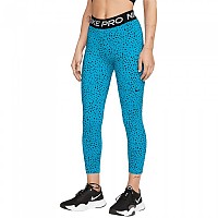 [해외]나이키 Pro Dri Fit Crop Mid Rise Printed 레깅스 7138707243 Laser Blue / Black / Black