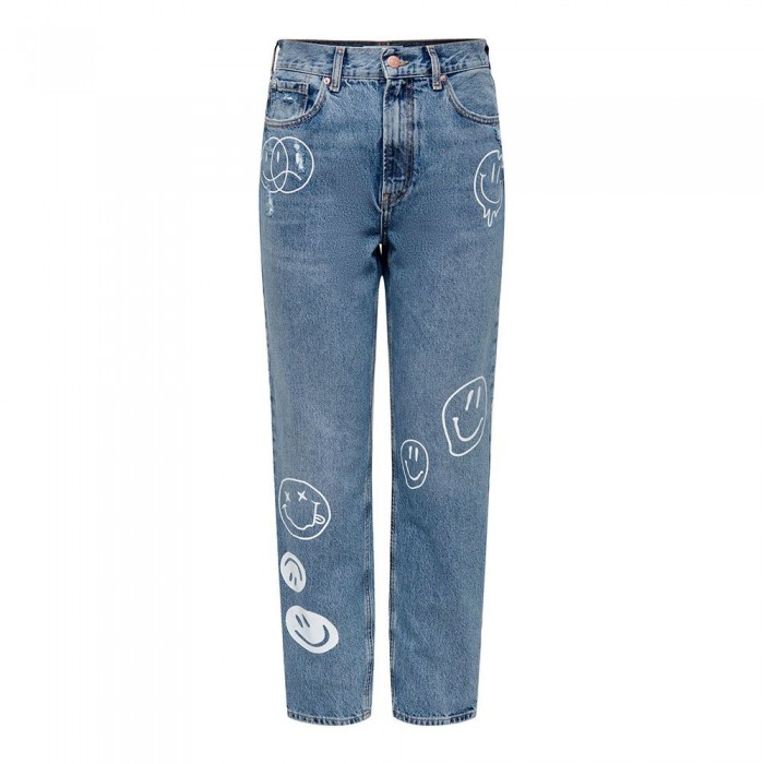 [해외]ONLY Robyn Ex St La Smile 하이웨이스트 청바지 138978879 Medium Blue Denim