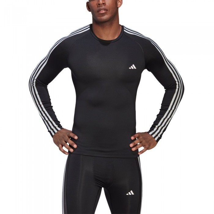 [해외]아디다스 Techfit 3 Stripes 긴팔 티셔츠 7138971285 Black