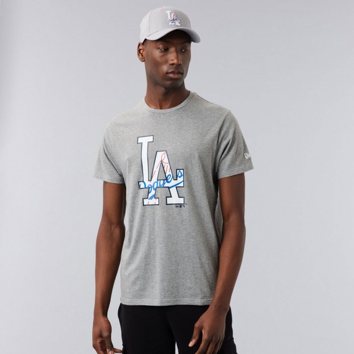 [해외]뉴에라 Los Angeles Dodgers Mlb Double Logo 반팔 티셔츠 139039788 Heather Grey / White