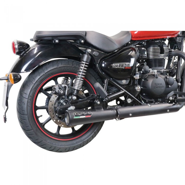 [해외]GPR EXHAUST SYSTEMS Hurricane Nero Royal Enfield Meteor 350 21-23 Ref:ROY.10.RACE.HUR.BL Stainless Steel Cone 비승인 오토바이 머플러 9139186369 Black