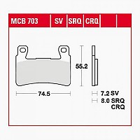 [해외]TRW MCB703SRT 74.5 x 55.2 x 7.2 mm Sintered Brake Pads 9139226736 Black