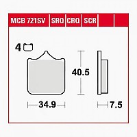 [해외]TRW MCB721SRT 34.9 x 40.5 x 7.5 mm Sintered Brake Pads 9139226737 Black