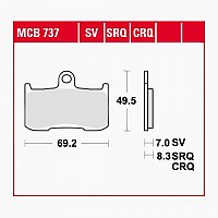 [해외]TRW MCB737SRT 69.2 x 49.5 x 7 mm Sintered Brake Pads 9139226739 Black