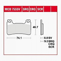 [해외]TRW MCB755SRT 74.1 x 46.7 x 8 mm Sintered Brake Pads 9139226740 Black
