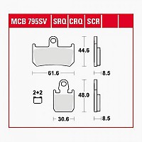 [해외]TRW MCB795SRT 61.6/30.6 x 44.6 mm Sintered Brake Pads 9139226743 Black