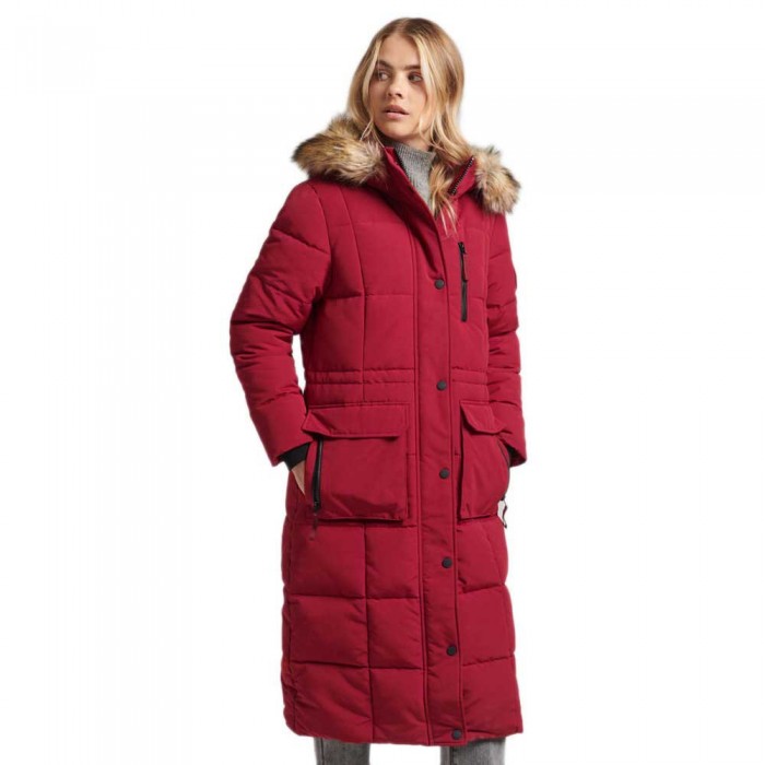 [해외]슈퍼드라이 Longline Faux Fur Everest 자켓 139240208 Red