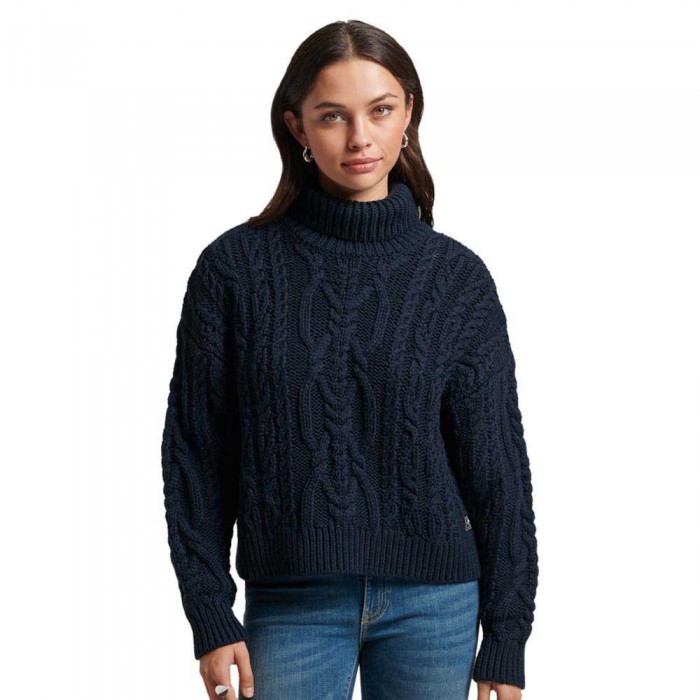 [해외]슈퍼드라이 Vintage Cable Knit 하이넥 스웨터 139295051 Eclipse Navy