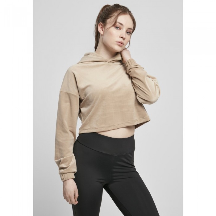 [해외]URBAN CLASSICS Cropped Velvet Oversized Big 후드티 138557523 Beige