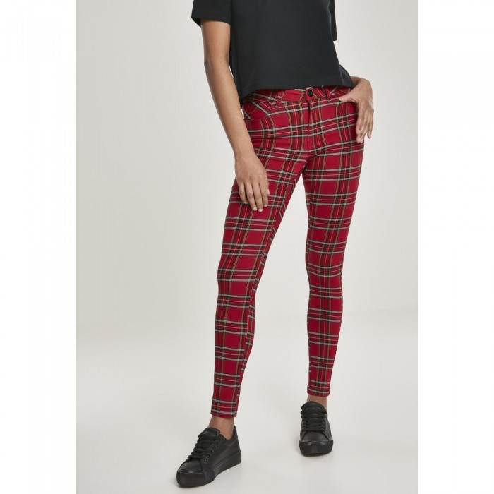 [해외]URBAN CLASSICS Skinny Tartan Gt 바지 138557654 Red / Black