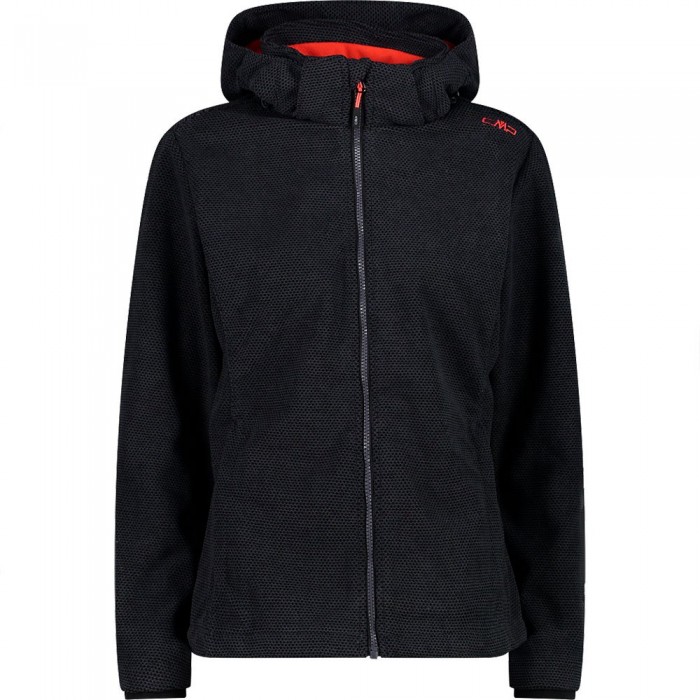 [해외]CMP Zip Hood 32A1416 소프트쉘 자켓 4139208267 Titanium / Black / Campari