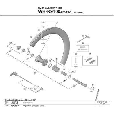 [해외]시마노 R9100 C60 Tubeless 뒤 오른쪽 스포크 1137149706