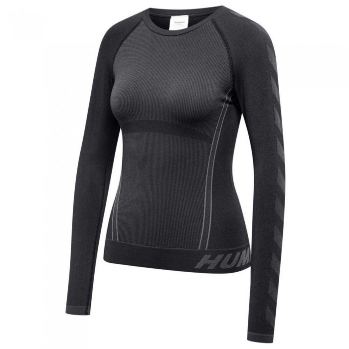 [해외]험멜 Christel Seamless 긴팔 티셔츠 7139081844 Black / Asphalt Melange