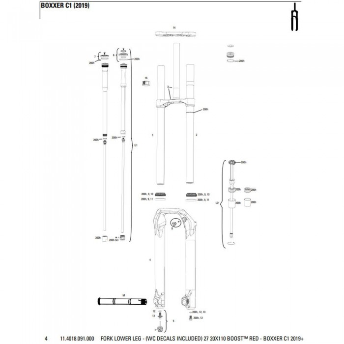 [해외]락샥 플라스크 BoXXer C1 2019+ 27´´ Boost Fork Lower Leg 1137383755 Black