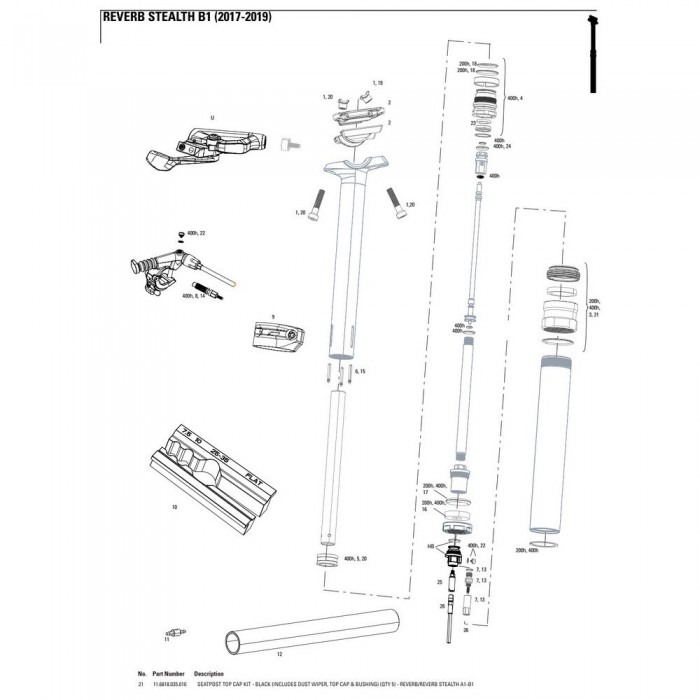 [해외]락샥 Reverb/Reverb Stealth A1-B1 Seatpost Top 모자 Kit 5 단위 세트 1137670536 Black