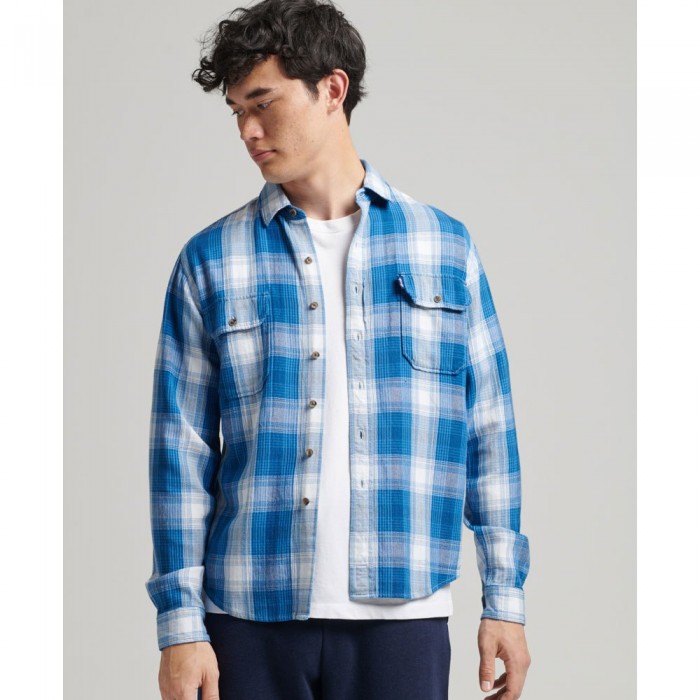 [해외]슈퍼드라이 Vintage Flannel 셔츠 139530981 Blue Twill Check