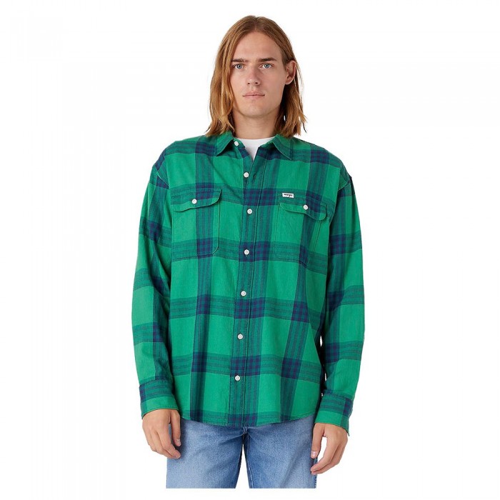 [해외]랭글러 Patch Pocket Oversized 긴팔 셔츠 139519655 Pine Green