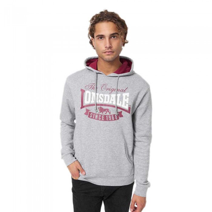 [해외]LONSDALE Stotfield 후드티 139686012 Marl Grey/Oxblood/White